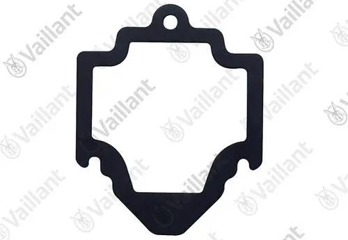 Schwarze Dichtung von Vaillant in spezifischer Form, vermutlich für Anwendungen im Heizungs- oder Sanitärbereich.